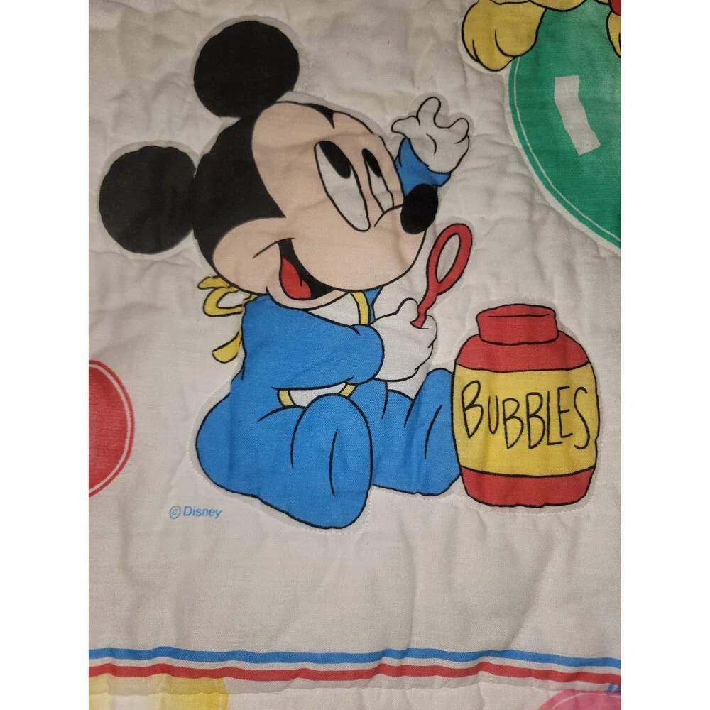 Vintage Disney Mickey Minnie Pluto Baby Crib Comforter 1980s